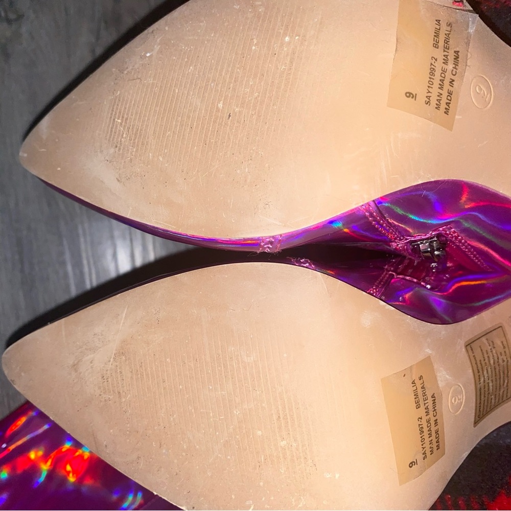 Pink Holographic Cape Robbin Thigh High Boots - Picture 4 of 7